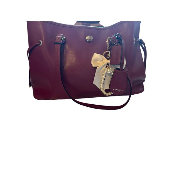 Coach F29362 Town Tote/ Purse Crossgrain Shoulder Bag – Mulberry /pink /red - Picture 1 of 13